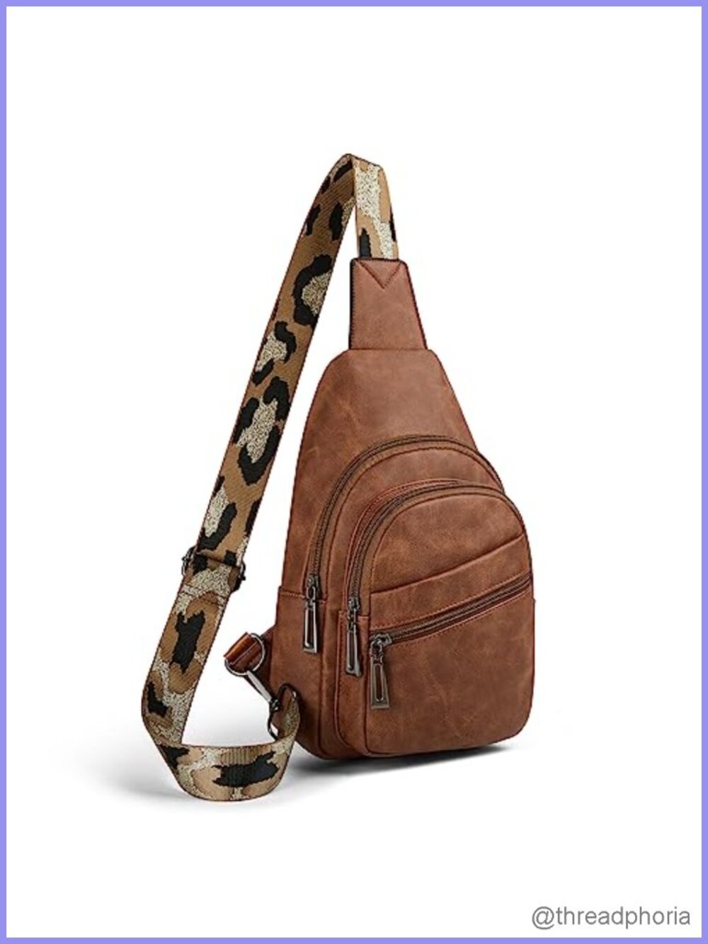 Women's Vegan PU Leather Sling Bag Crossbody with Adjustable Strap and Multiple
